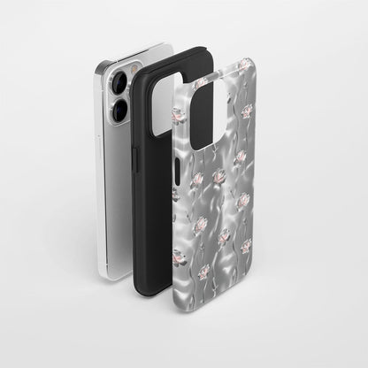 Double-Layer Semi-Handprinted Tough Matte Carnation iPhone Case
