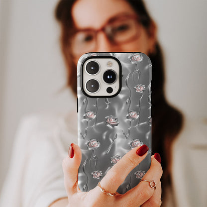 Double-Layer Semi-Handprinted Tough Matte Carnation iPhone Case