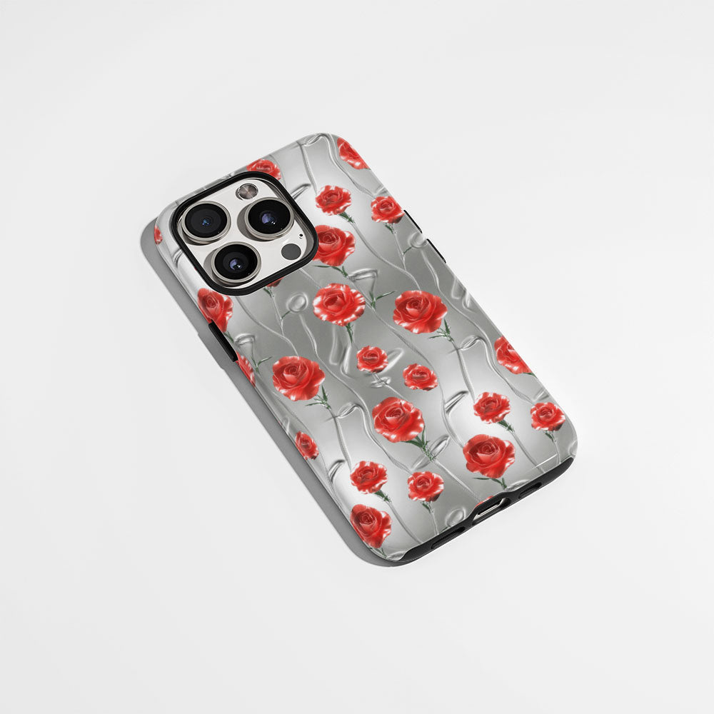 Double-Layer Semi-Handprinted Tough Matte Carnation iPhone Case