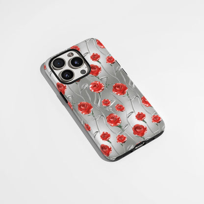 Double-Layer Semi-Handprinted Tough Matte Carnation iPhone Case