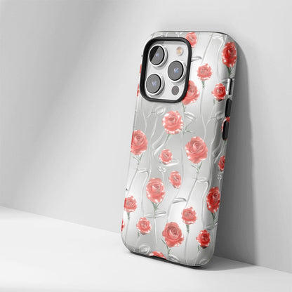 Double-Layer Semi-Handprinted Tough Matte Carnation iPhone Case