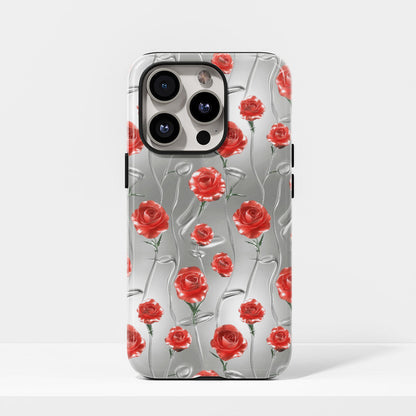Double-Layer Semi-Handprinted Tough Matte Carnation iPhone Case
