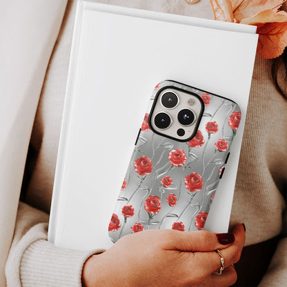 Double-Layer Semi-Handprinted Tough Matte Carnation iPhone Case