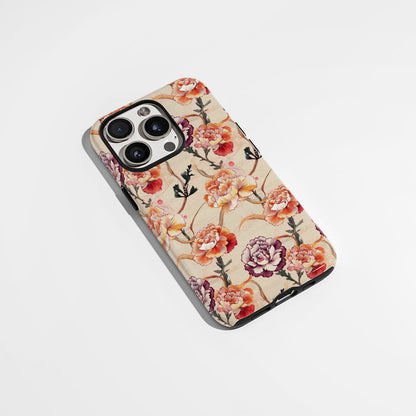 Double-Layer Semi-Handprinted Tough Matte Carnation iPhone Case