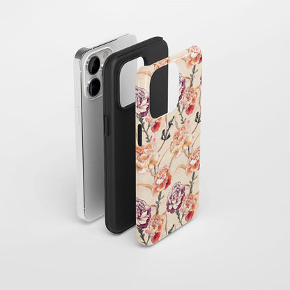 Double-Layer Semi-Handprinted Tough Matte Carnation iPhone Case