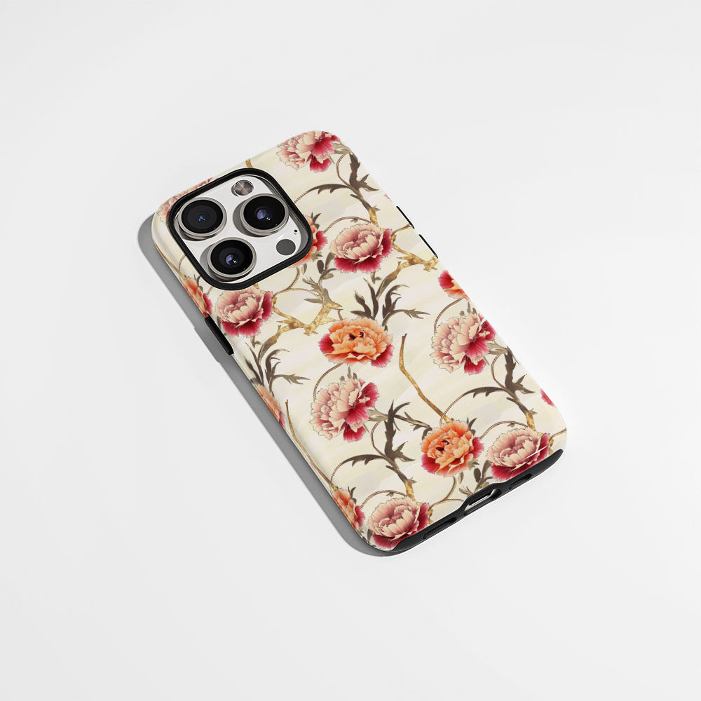 เคส iPhone ลายคาร์เนชั่นเคลือบด้าน 2 ชั้น พิมพ์ลายด้วยมือ 