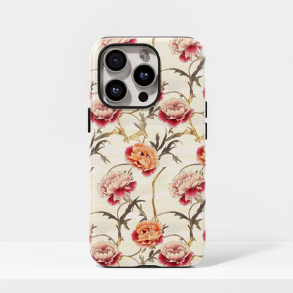 เคส iPhone ลายคาร์เนชั่นเคลือบด้าน 2 ชั้น พิมพ์ลายด้วยมือ 