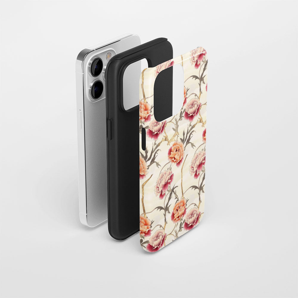 เคส iPhone ลายคาร์เนชั่นเคลือบด้าน 2 ชั้น พิมพ์ลายด้วยมือ 