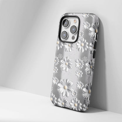Double-Layer Semi-Handprinted Tough Matte Daisy iPhone Case