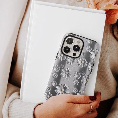 Double-Layer Semi-Handprinted Tough Matte Daisy iPhone Case