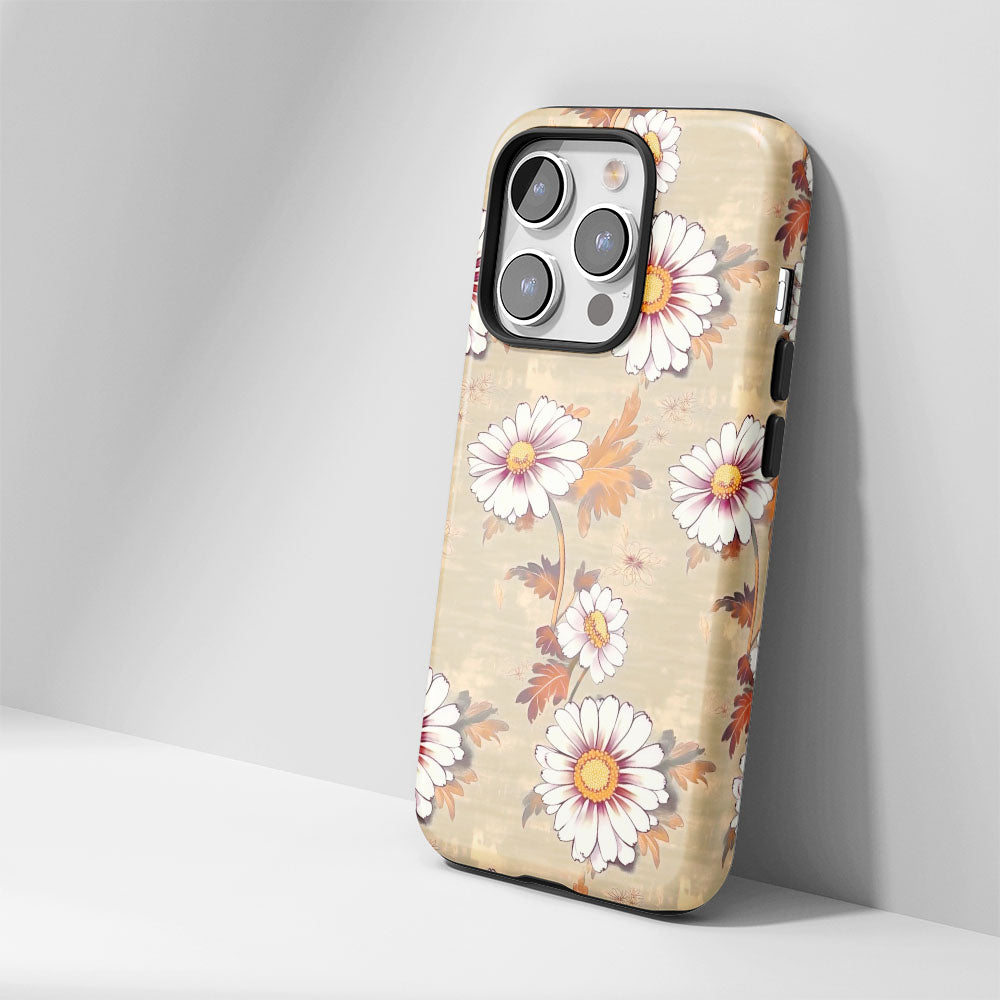 เคส iPhone ลายดอกเดซี่เคลือบด้าน 2 ชั้น พิมพ์ลายด้วยมือ 
