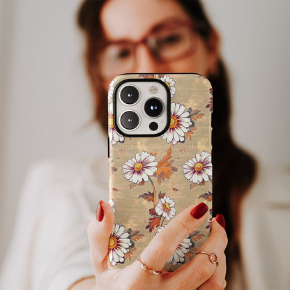 เคส iPhone ลายดอกเดซี่เคลือบด้าน 2 ชั้น พิมพ์ลายด้วยมือ 