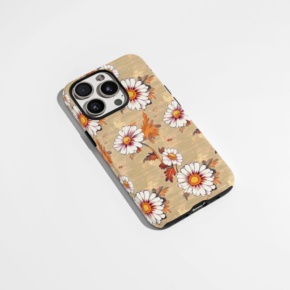เคส iPhone ลายดอกเดซี่เคลือบด้าน 2 ชั้น พิมพ์ลายด้วยมือ 