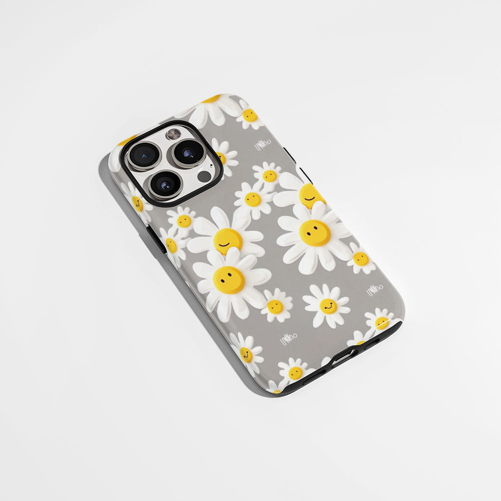 เคส iPhone ลายดอกเดซี่เคลือบด้าน 2 ชั้น พิมพ์ลายด้วยมือ 