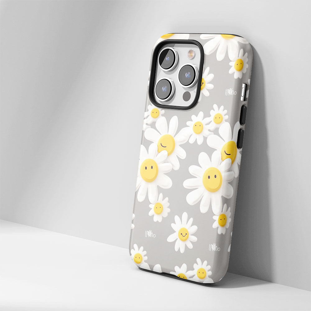 เคส iPhone ลายดอกเดซี่เคลือบด้าน 2 ชั้น พิมพ์ลายด้วยมือ 