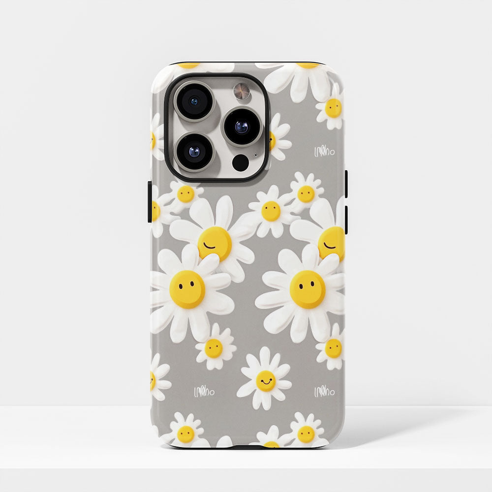เคส iPhone ลายดอกเดซี่เคลือบด้าน 2 ชั้น พิมพ์ลายด้วยมือ 