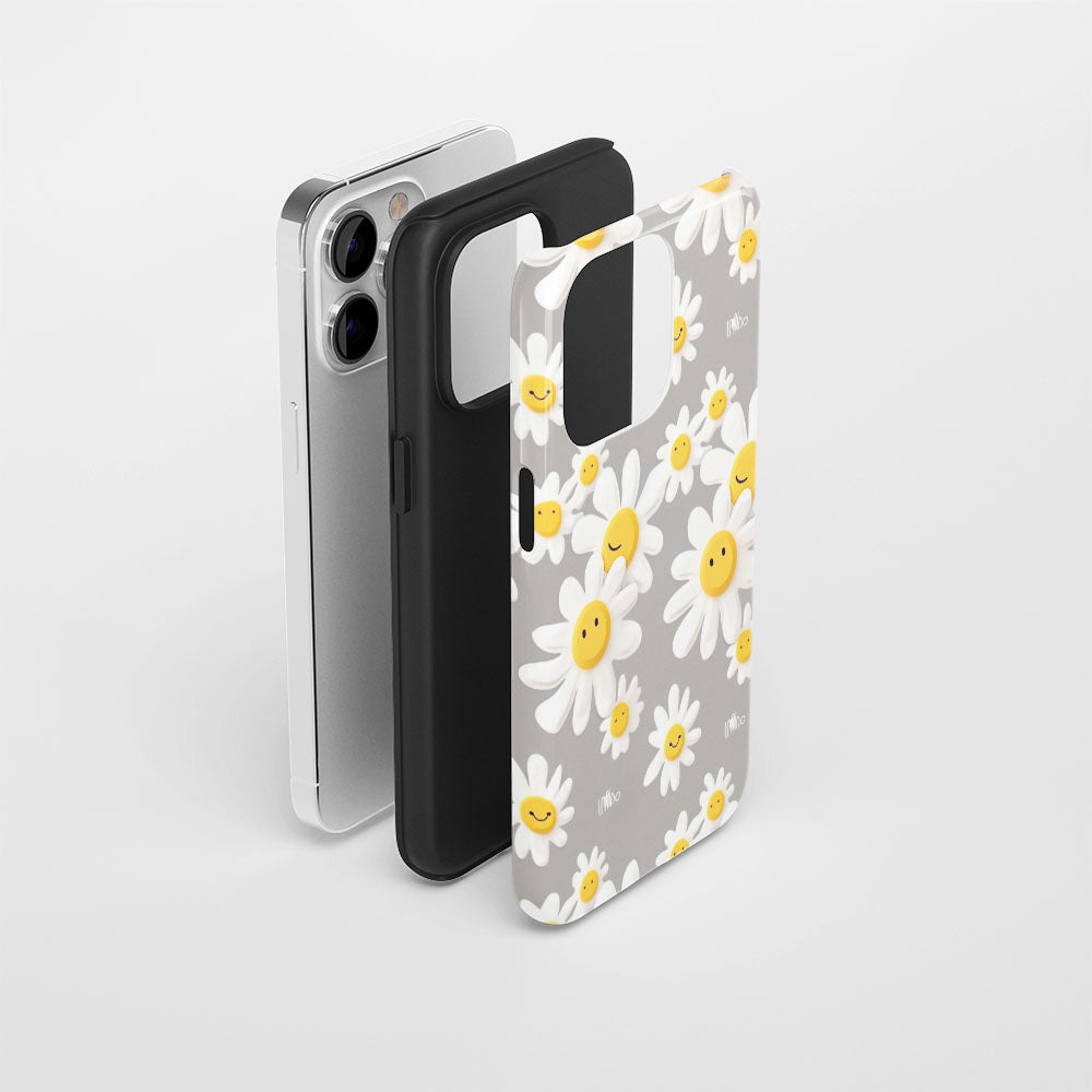 เคส iPhone ลายดอกเดซี่เคลือบด้าน 2 ชั้น พิมพ์ลายด้วยมือ 