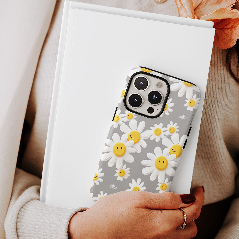 เคส iPhone ลายดอกเดซี่เคลือบด้าน 2 ชั้น พิมพ์ลายด้วยมือ 