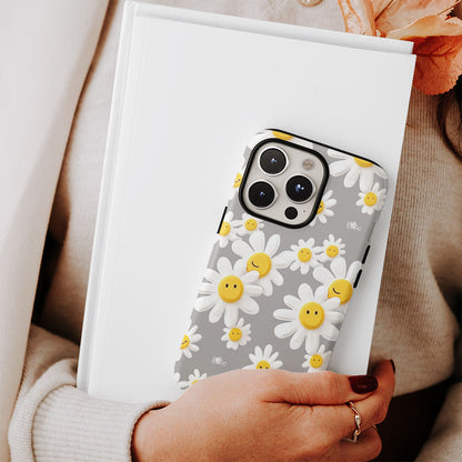 เคส iPhone ลายดอกเดซี่เคลือบด้าน 2 ชั้น พิมพ์ลายด้วยมือ 