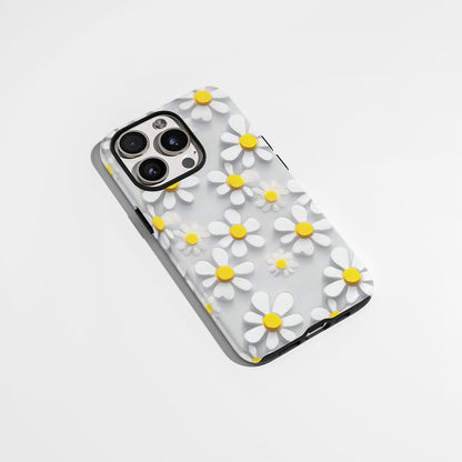 เคส iPhone ลายดอกเดซี่เคลือบด้าน 2 ชั้น พิมพ์ลายด้วยมือ 