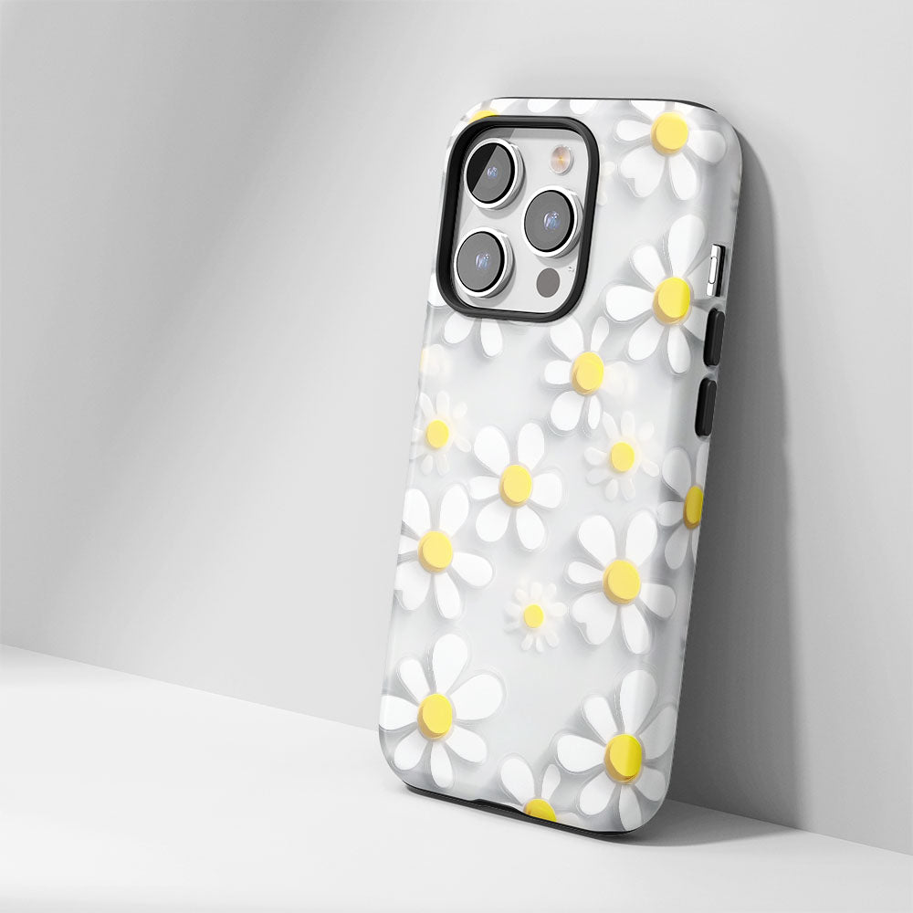 เคส iPhone ลายดอกเดซี่เคลือบด้าน 2 ชั้น พิมพ์ลายด้วยมือ 