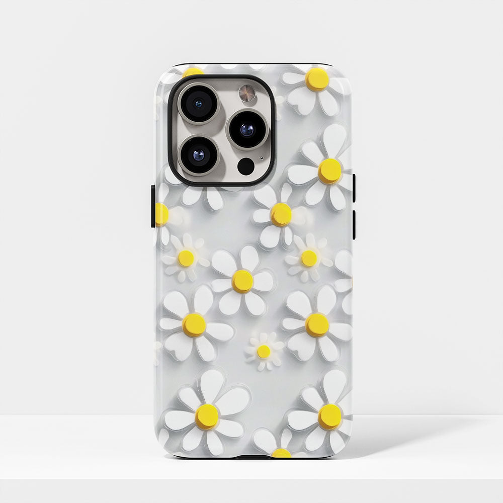 เคส iPhone ลายดอกเดซี่เคลือบด้าน 2 ชั้น พิมพ์ลายด้วยมือ 
