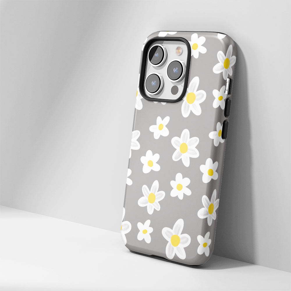 เคส iPhone ลายดอกเดซี่เคลือบด้าน 2 ชั้น พิมพ์ลายด้วยมือ 