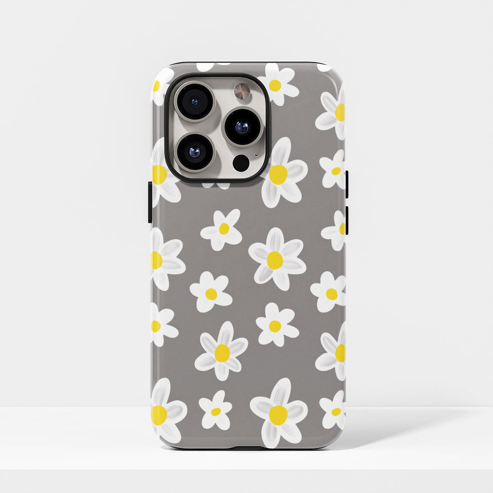เคส iPhone ลายดอกเดซี่เคลือบด้าน 2 ชั้น พิมพ์ลายด้วยมือ 