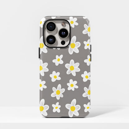เคส iPhone ลายดอกเดซี่เคลือบด้าน 2 ชั้น พิมพ์ลายด้วยมือ 