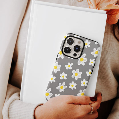 เคส iPhone ลายดอกเดซี่เคลือบด้าน 2 ชั้น พิมพ์ลายด้วยมือ 
