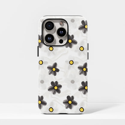 Double-Layer Semi-Handprinted Tough Matte Daisy iPhone Case