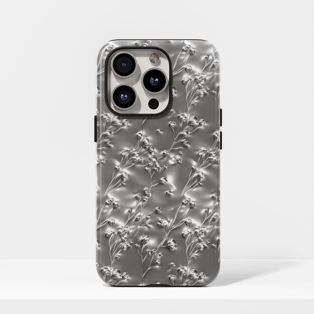 Double-Layer Semi-Handprinted Tough Matte Gypsophila iPhone Case