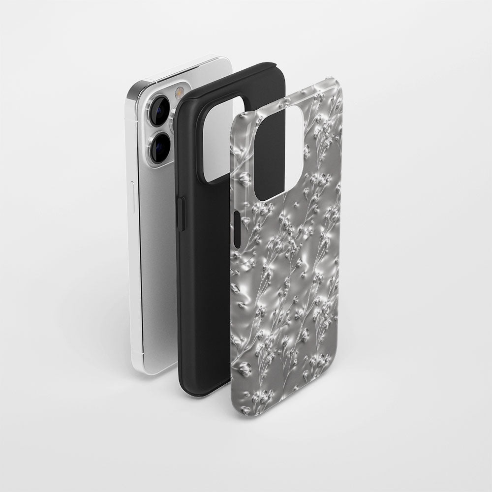 Double-Layer Semi-Handprinted Tough Matte Gypsophila iPhone Case