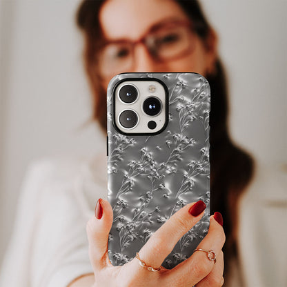 Double-Layer Semi-Handprinted Tough Matte Gypsophila iPhone Case