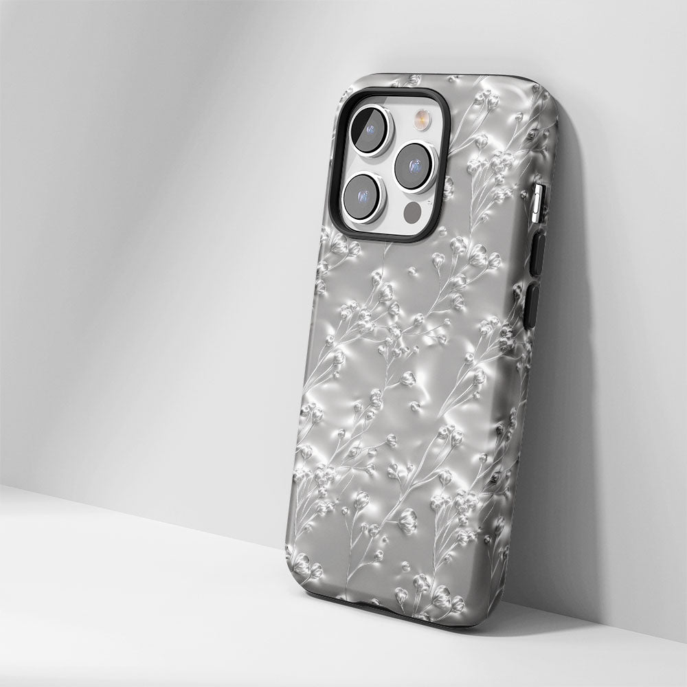Double-Layer Semi-Handprinted Tough Matte Gypsophila iPhone Case