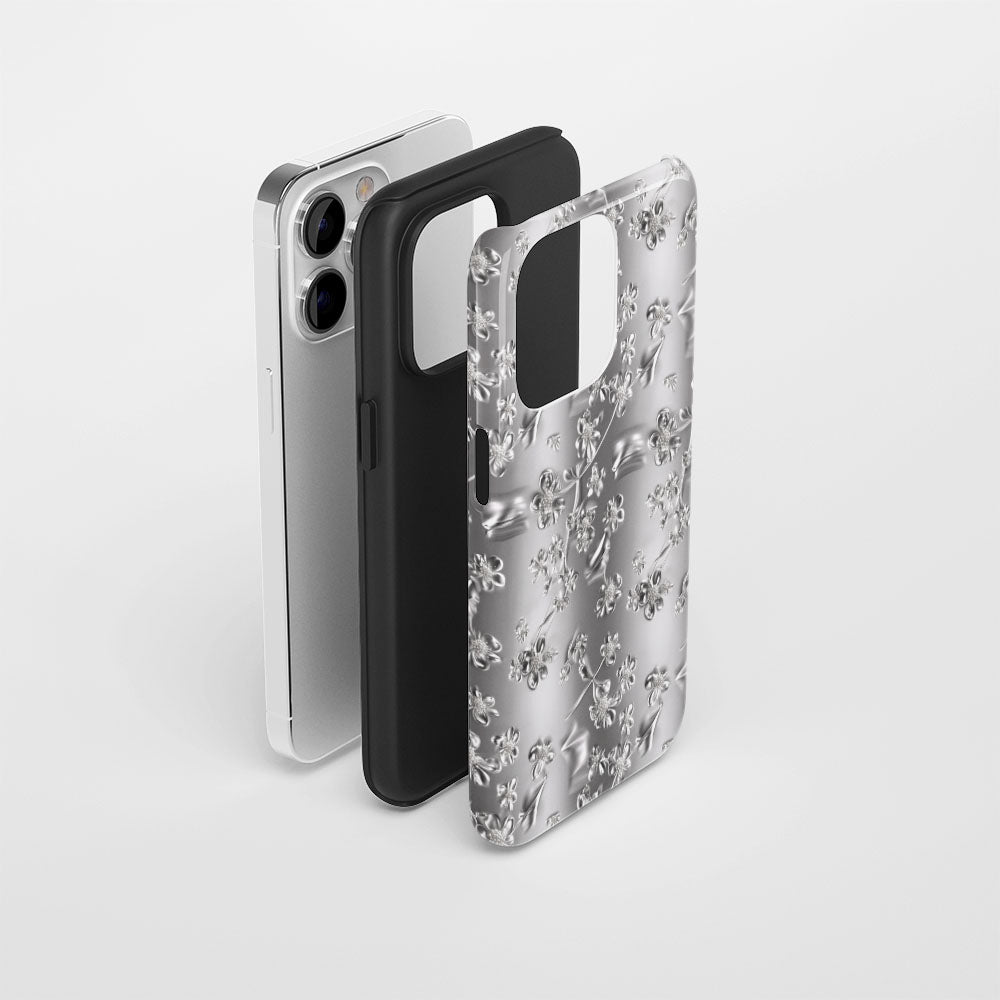 Double-Layer Semi-Handprinted Tough Matte Gypsophila iPhone Case