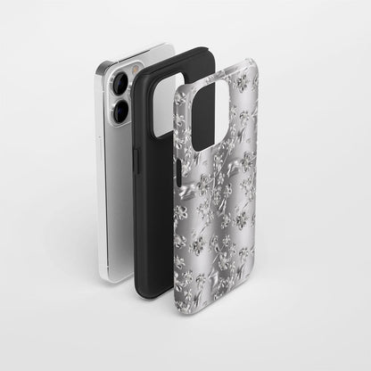 Double-Layer Semi-Handprinted Tough Matte Gypsophila iPhone Case