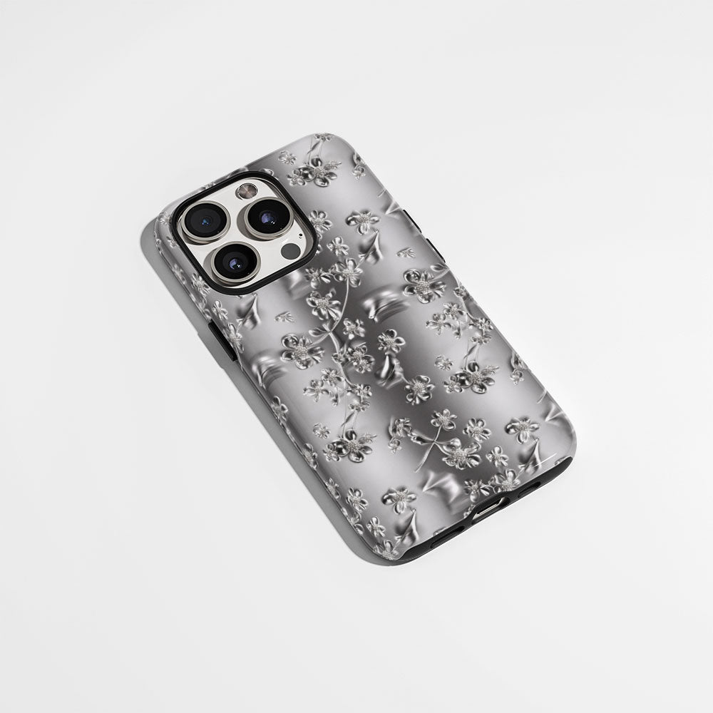 Double-Layer Semi-Handprinted Tough Matte Gypsophila iPhone Case