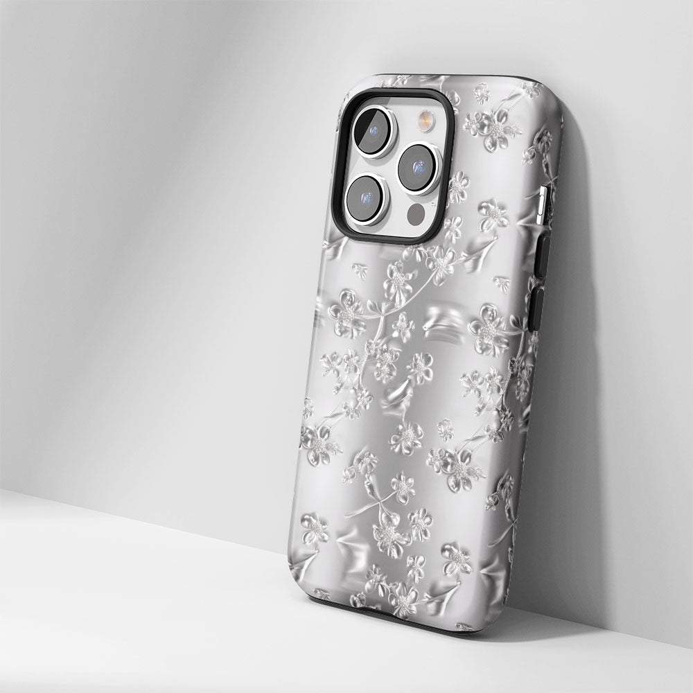 Double-Layer Semi-Handprinted Tough Matte Gypsophila iPhone Case