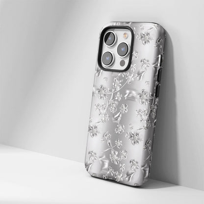 Double-Layer Semi-Handprinted Tough Matte Gypsophila iPhone Case