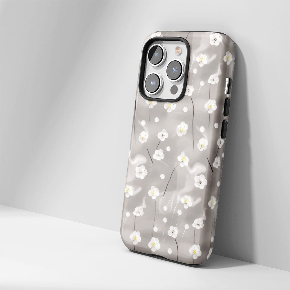 Double-Layer Semi-Handprinted Tough Matte Gypsophila iPhone Case