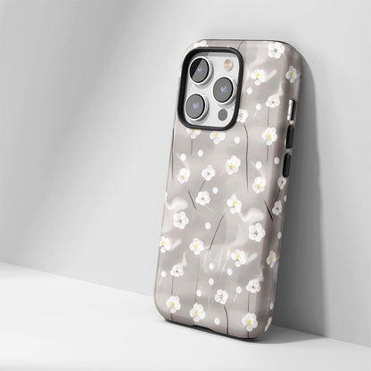 Double-Layer Semi-Handprinted Tough Matte Gypsophila iPhone Case