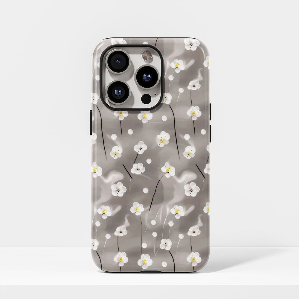 Double-Layer Semi-Handprinted Tough Matte Gypsophila iPhone Case
