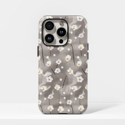 Double-Layer Semi-Handprinted Tough Matte Gypsophila iPhone Case