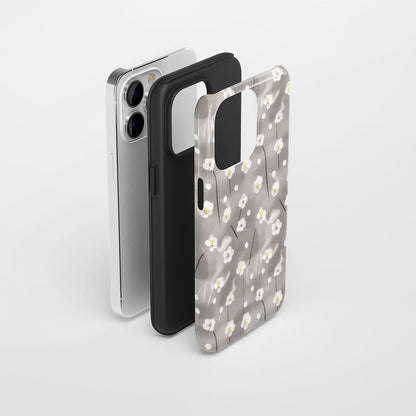 Double-Layer Semi-Handprinted Tough Matte Gypsophila iPhone Case