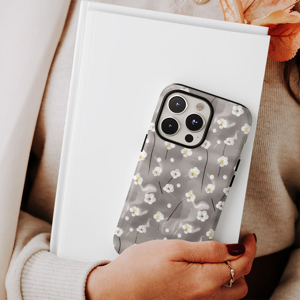 Double-Layer Semi-Handprinted Tough Matte Gypsophila iPhone Case
