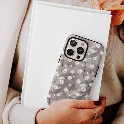 Double-Layer Semi-Handprinted Tough Matte Gypsophila iPhone Case