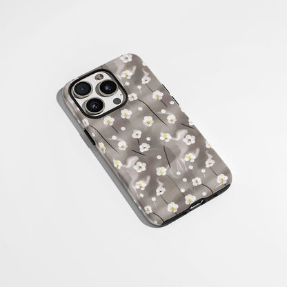Double-Layer Semi-Handprinted Tough Matte Gypsophila iPhone Case