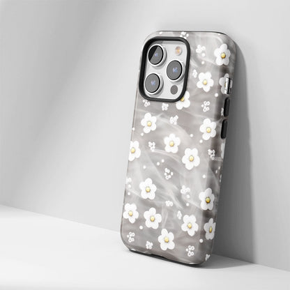Double-Layer Semi-Handprinted Tough Matte Gypsophila iPhone Case