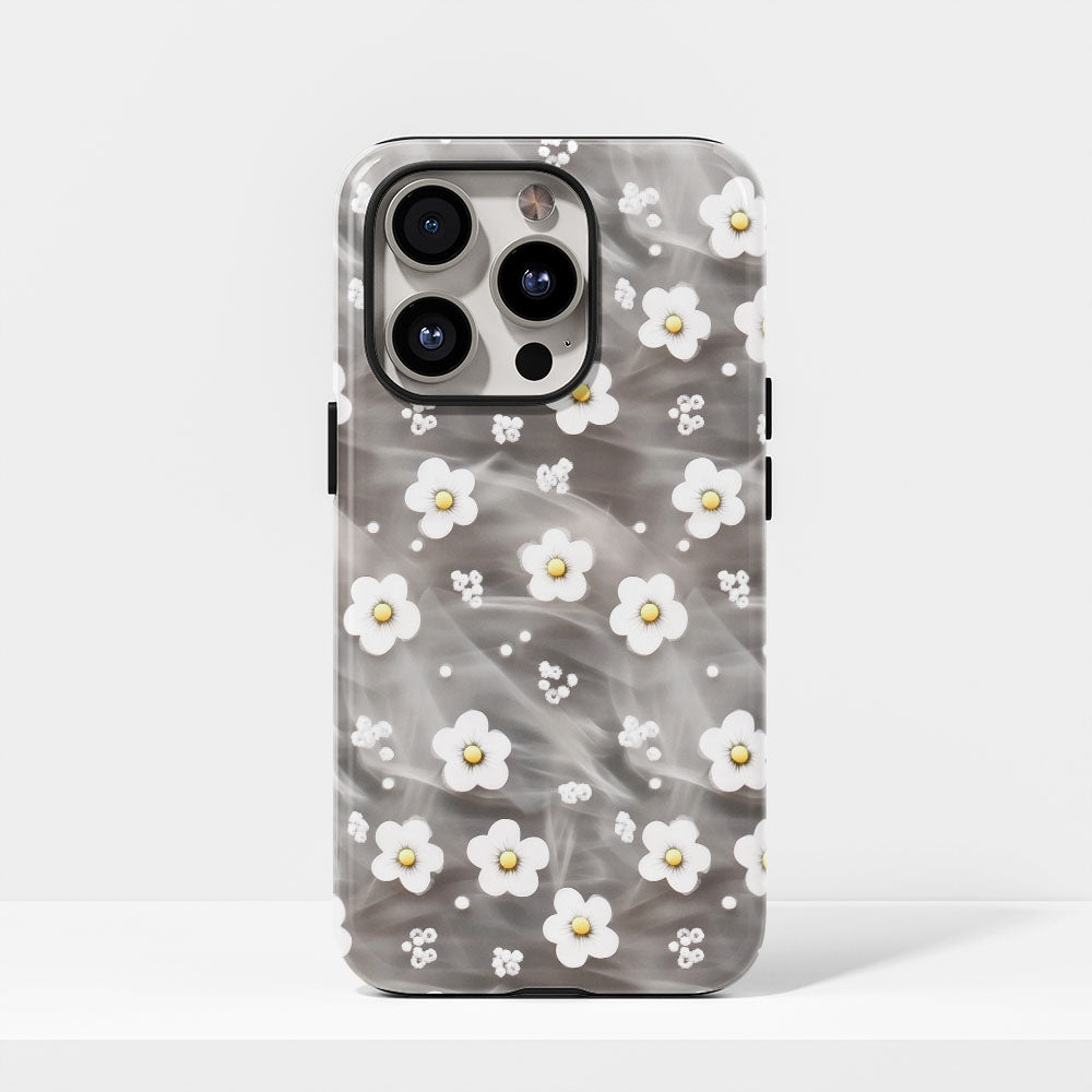 Double-Layer Semi-Handprinted Tough Matte Gypsophila iPhone Case